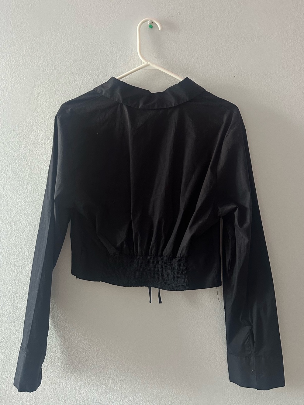 Ardene Black Ruched Drawstring Button-Down Shirt - Picture 3 of 5